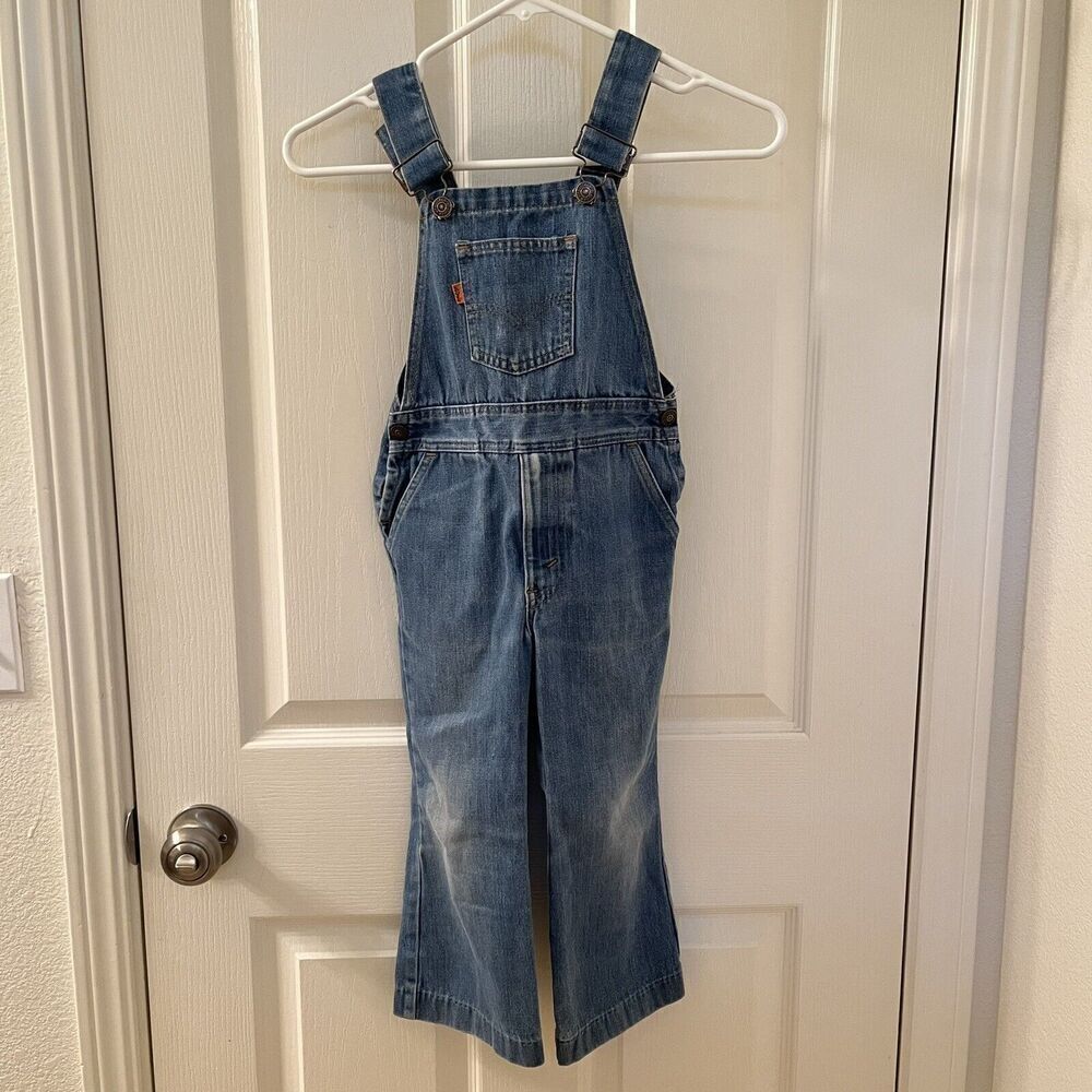 Vintage Levi's Orange Tab Denim Jean Overalls USA Kids Size 5